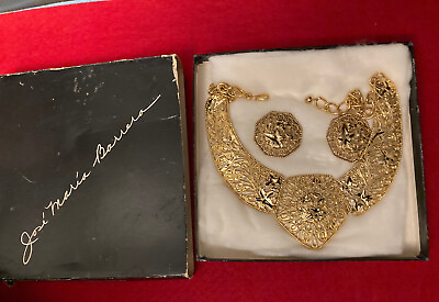#ad JOSE MARIA BARRERA NECKLACE GOLDTONE WITH EARRINGS FOR AVON NEW IN BOX $125.00
