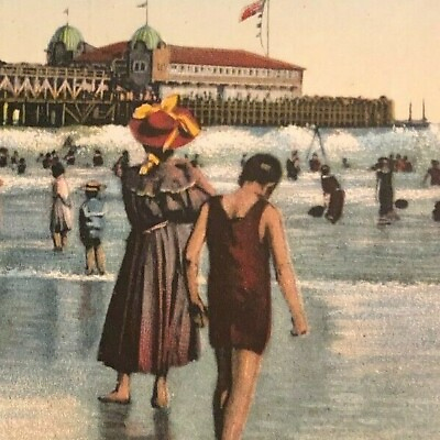 #ad Vintage Postcard In the Surf Long Beach California $4.99