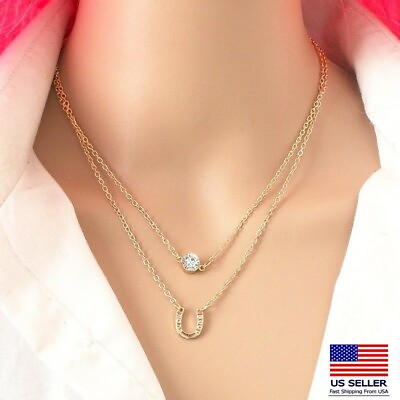 #ad Fashion Women Chain Jewelry Crystal Necklace Horseshoe U Multilayer Pendant $5.99