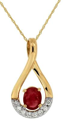 #ad .47CT DIAMOND amp; AAA RUBY 14KT YELLOW GOLD OVAL amp; ROUND INFINITY FLOATING PENDANT $733.04