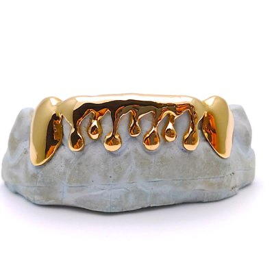 #ad Solid 10K14K Yellow Gold Drip Dripping Style Custom Fit Handmade Grill Grillz $561.60