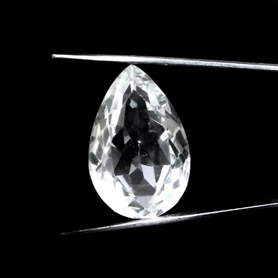 #ad 25.6Ct Natural Clear Crystal Quartz Pear Faceted Fine Gemstone $10.00