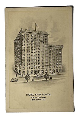 #ad VTG Hotel Park Plaza Postcard 50 West 77th Street New York City Rare Manger Note $44.00