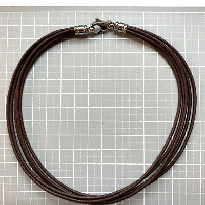 #ad BVLGARI 5 Strand Necklace Choker Bracelet Leather Brown 15.35 inch From Japan $233.55