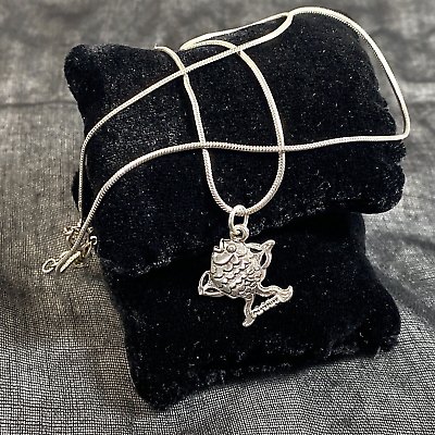 #ad 925 Sterling Silver Sunfish Sea Life Pendant On 18quot; Adjustable Snake Chain $29.99