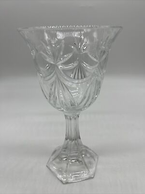 #ad Vintage Large 9quot; Unique Gorgeous Crystal Cut Glass Pedestal Vase $25.90