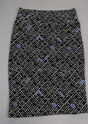 #ad Lularoe Straight Fit Cassie Black White Blue Skirt Large. Excellent Pre owned $14.40