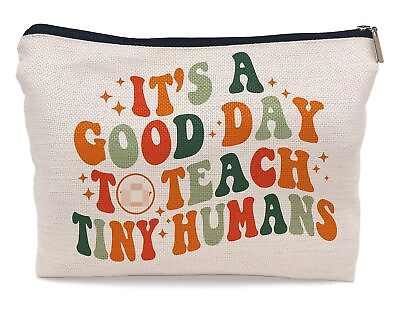 #ad Lovely Face It#x27;s A Good Day To Teach Tiny Humans Decor Cosmetic BagCute Colo... $19.08