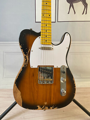 #ad Handmade Vintage Relic Sunburst TL Electric Guitar SS Pickup Maple Fretboard $278.97