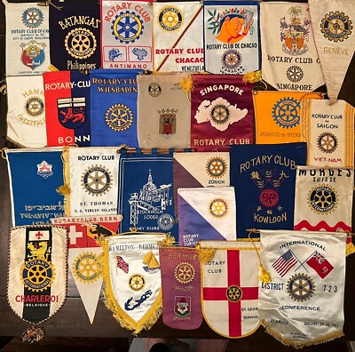 #ad Various Rotary Club International Flag Banner Lot Of 44x Vintage. Details Below $169.00