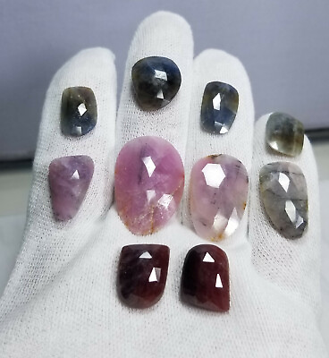 #ad Natural Rose Faceted mix color fancy sapphire cabochons lot 26 grams and 10 Pcs $130.00