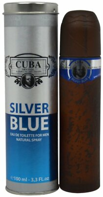 #ad Cuba Silver Blue By Cuba cologne for men EDT 3.3 3.4 oz New in Box $10.80