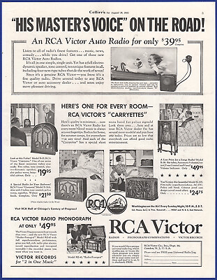 #ad Vintage 1933 RCA VICTOR Model R 28 R 28A R 38 amp; R 22S Tube Radio 30#x27;s Print Ad $12.71