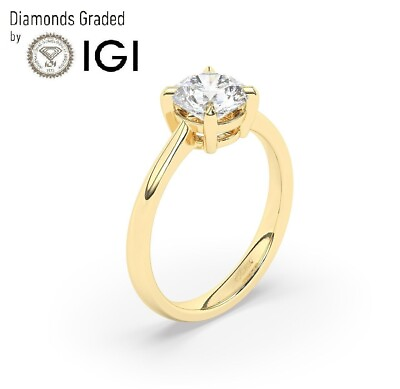#ad D VS1 1.15 CtSolitaire Lab Grown Round Diamond Engagement Ring18K Yellow Gold $1043.10