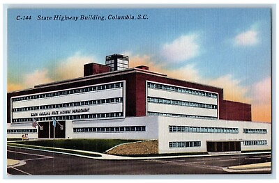#ad Columbia South Carolina SC Postcard State Highway Building c1940 Vintage Antique $9.95
