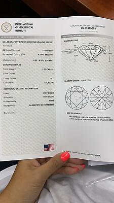 #ad IGI Certificate 1.01ct Brilliant Round Lab created Excellent Cut Diamond F Color $1999.00