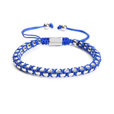 #ad Silver Chain amp; Blue String Braided Bracelet $49.99