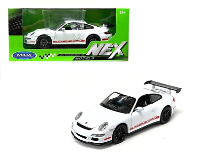 #ad 1 24 Welly Porsche 911 997 GT3 RS amp; Black Wheels Diecast Model White 22495 WH $16.95