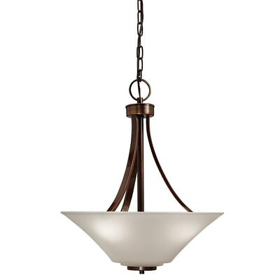 #ad #ad Oil Rubbed Bronze And White Etched Glass 3 Light LED Chandelier Pendant $300 $59.99