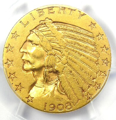 #ad 1908 S Indian Gold Half Eagle $5 Coin Certified PCGS XF40 EF40 Rare Date $1201.75