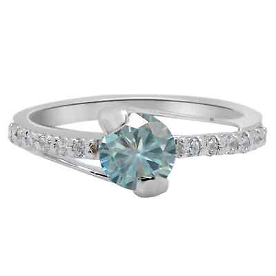 #ad 0.50Ct 100% Natural Light Blue amp; White Diamond Solitaire Ring In 14Kt White Gold $1435.64