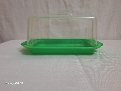 #ad Vintage Lustro Ware Butter Cheese Covered Dish Green Retro Plastic 7.25quot; x 3.25quot; $10.00