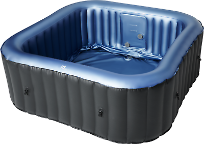 #ad Inflatable Hot Tub Jetted Square 6 Person Spa Portable Heat Black Plug And Play $549.00