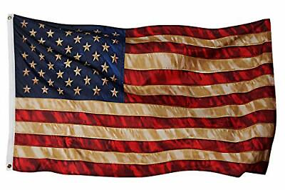 #ad Frf Vintage American Flag Tea Stained Us Outdoor Flags 3x5 Ft Old Antique Usa Fl $18.18