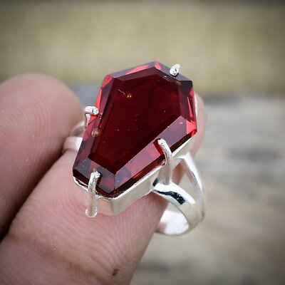 #ad Mozambique Garnet Gemstone 925 Sterling Silver Handmade Prong Ring Jewelry $12.56