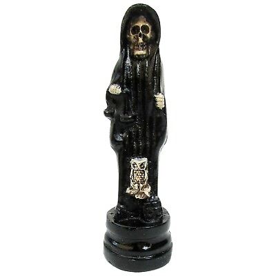 #ad Santa Muerte Negra Estatua Curada 14 cm Holly Death Handmade Statue Black 5.5quot; $24.99