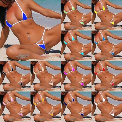 #ad Women Hollow Bra Swimwear Sexy Bikini Briefs Thong Beach Lingerie Set Swimsuit $10.77