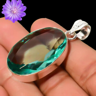 #ad Aquamarine Quartz Pendant 925 Sterling Silver Handmade Silver Jewelry 1.60quot; $7.35
