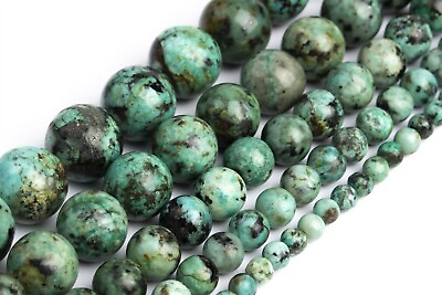 #ad Natural Green African Turquoise Grade AAA Round Loose Beads 4 6 8 9 9 10 12MM $5.75