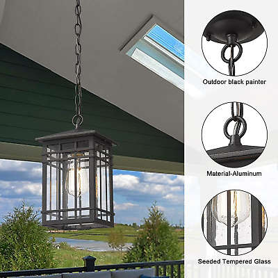 #ad Outdoor Pendant Lighting Exterior Lantern Farmhouse Porch Hanging Lights Seeded $68.01