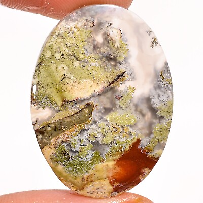 #ad 27.25 CT Natural Indonesian MOSS AGATE Cabochon 22x30x5 mm Indonesian OVAL stone $13.79
