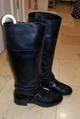 #ad Womens Ralph Lauren Tall Leather Black Riding Boots Size 6B Sahara Zip $99.99