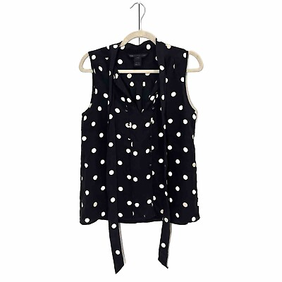 #ad Marc By Marc Jacobs Blouse Women’s S Silk Polka Dot Neck Tie Sleeveless Top $35.00