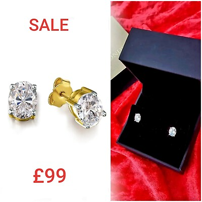 #ad 2.5 carat 18K Stud Earrings Lab Diamonds 18K Gold Plated Personalised Mother Day GBP 99.00