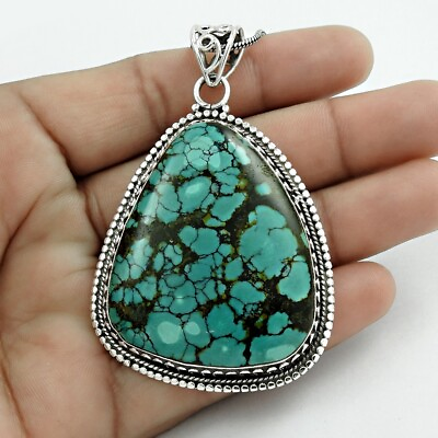 #ad Natural Turquoise Gemstone Pendant Ethnic 925 Sterling Silver For Women G41 C $193.84
