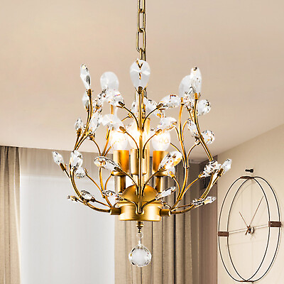 #ad Gold Vintage Crystal Chandeliers Pendant Lighting Fixtures for Living Room E12x3 $72.19