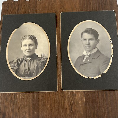 #ad Antique Family Photos 1800#x27;s Pastor Mother ￼ son Hull Family original $30.00