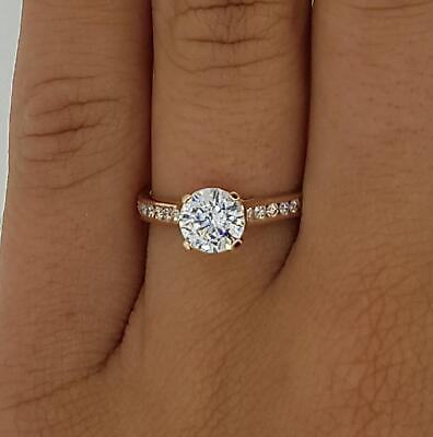 #ad 2.25 Ct Channel Set 4 Prong Round Cut Diamond Engagement Ring VS2 G Rose Gold $3941.00