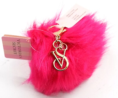 #ad New Victoria#x27;s Secret Tropic Rose Pink Off Duty Faux Fur Pouf Pom Pom Key Chain $5.47