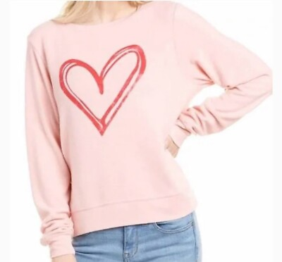 #ad Wildfox Sketchy Heart Pullover Pink Size L $34.99