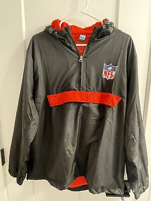 #ad NFL Branded Black and Red Windbreaker Jacket Men#x27;s Size L $70.00