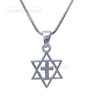 #ad FASHION Messianic Crucifix Unisex Star of David and CROSS Pendant Necklace Charm $11.55