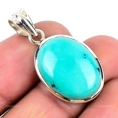#ad Natural Tibetan Turquoise Gemstone Pendant 925 Sterling Silver Jewelry For Women $20.99