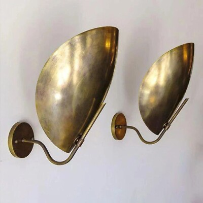 #ad Handmade Curved Brass Shades Wall Scones = Italian Light Italian Brass Scones $237.41
