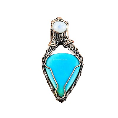 #ad Gift For Her Copper Arizona Turquoise Jewelry Wire Wrapped Pendant 2.52quot; $19.20