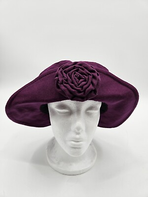 #ad NWT Arlin 90#x27;s Style PLUM PURPLE Flip Front Bucket Hat With Flower Blossom Style $24.99